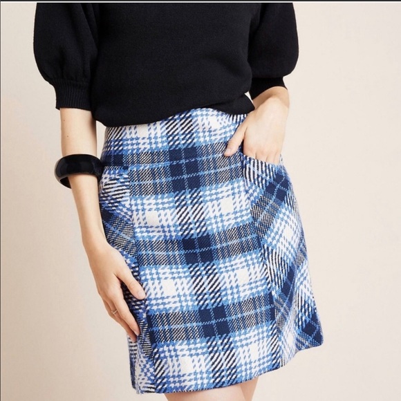 Anthro Maeve slim plaid mini skirt - Picture 1 of 4